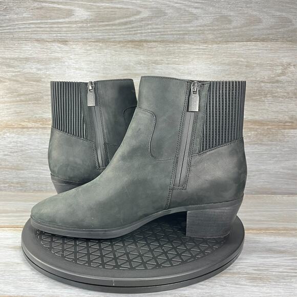 Vionic Women's Shantelle Black Leather Waterproof Zip Up Ankle Boots Size 9.5 - Picture 9 of 11